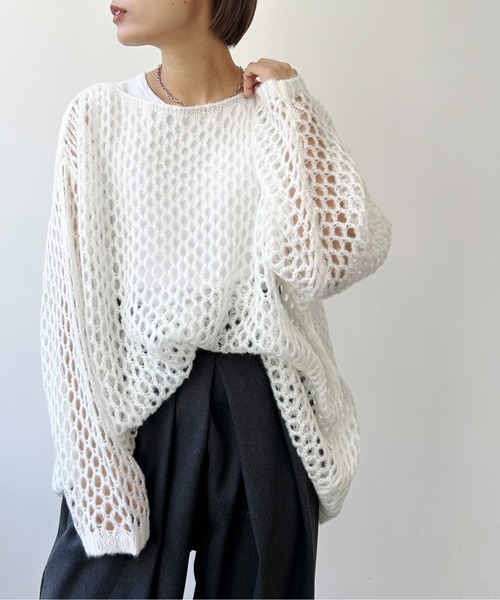 Meli rich（メリーリッチ）の「モヘヤメッシュルーズニット（ニット/セーター・レディース・ブルー/アイボリー/ブラック/グレー系その他/ベージュ/ブルー系その他・MEDIUM）」の2枚目の写真