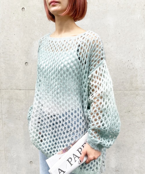 Meli rich（メリーリッチ）の「モヘヤメッシュルーズニット（ニット/セーター・レディース・ブルー/アイボリー/ブラック/グレー系その他/ベージュ/ブルー系その他・MEDIUM）」の22枚目の写真