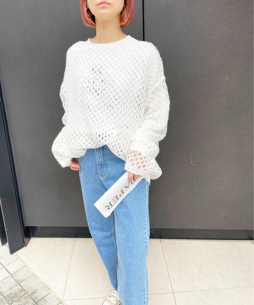 Meli rich（メリーリッチ）の「モヘヤメッシュルーズニット（ニット/セーター・レディース・ブルー/アイボリー/ブラック/グレー系その他/ベージュ/ブルー系その他・MEDIUM）」の17枚目の写真