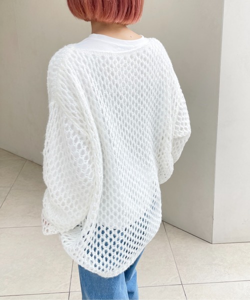 Meli rich（メリーリッチ）の「モヘヤメッシュルーズニット（ニット/セーター・レディース・ブルー/アイボリー/ブラック/グレー系その他/ベージュ/ブルー系その他・MEDIUM）」の14枚目の写真