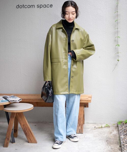 WEGO（ウィゴー）の「WEGO/フェイクレザーカーコート（ライダースジャケット・レディース・ブラック/オリーブ・FREE）」の20枚目の写真