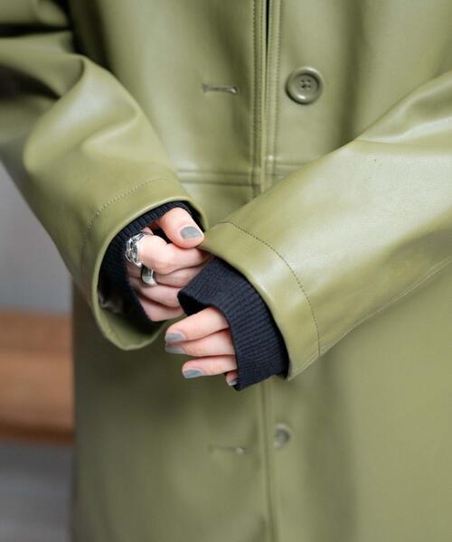 WEGO（ウィゴー）の「WEGO/フェイクレザーカーコート（ライダースジャケット・レディース・ブラック/オリーブ・FREE）」の22枚目の写真