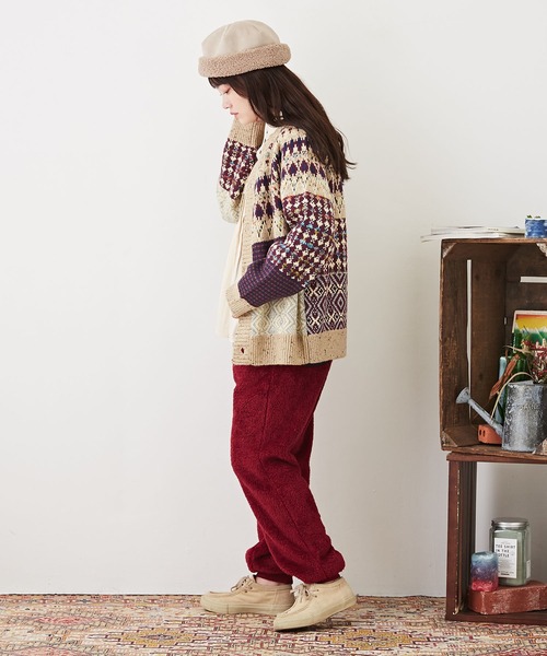 CUBE SUGAR(キューブシュガー)の「ソフトボアリブパンツ(その他パンツ・レディース・マルチ/ネイビー/レッド/ナチュラル/ブラウン・M)」の15枚目の写真