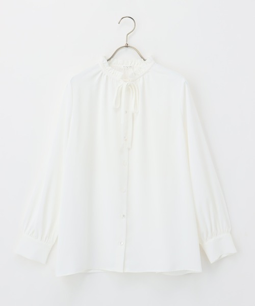 Honeys（ハニーズ）の「フリルボウタイブラウス（シャツ/ブラウス・レディース・アイボリー/ブラック/モカ/グレイッシュベージュ・M/S/L/3L/LL）」の14枚目の写真