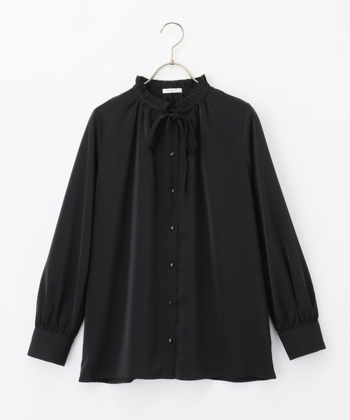 Honeys（ハニーズ）の「フリルボウタイブラウス（シャツ/ブラウス・レディース・アイボリー/ブラック/モカ/グレイッシュベージュ・M/S/L/3L/LL）」の16枚目の写真