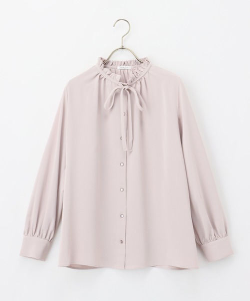 Honeys（ハニーズ）の「フリルボウタイブラウス（シャツ/ブラウス・レディース・アイボリー/ブラック/モカ/グレイッシュベージュ・M/S/L/3L/LL）」の18枚目の写真