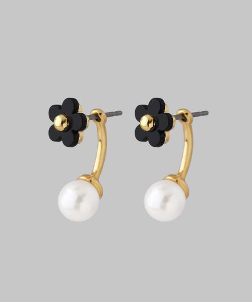 ANEMONE(アネモネ)の「フラワー×パール2WAYバックキャッチピアス(ピアス(両耳用)・レディース・アイボリー/ブラック・FREE)」の1枚目の写真