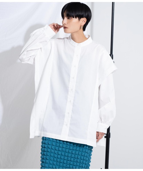 Settimissimo（セッティミッシモ）の「フリル切替カスケードブラウス（シャツ/ブラウス・レディース・オフホワイト/モカ・M）」の4枚目の写真