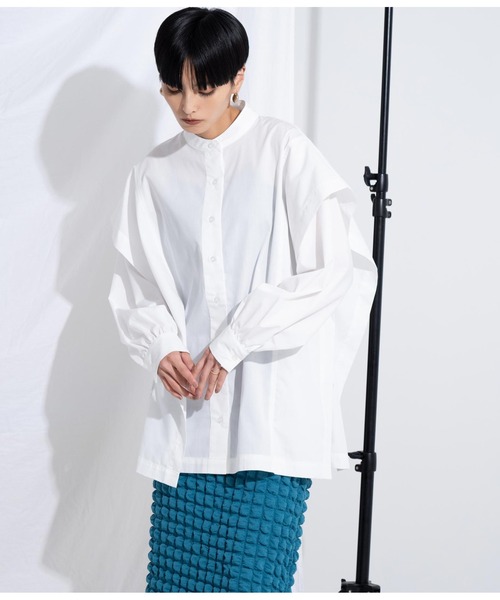 Settimissimo（セッティミッシモ）の「フリル切替カスケードブラウス（シャツ/ブラウス・レディース・オフホワイト/モカ・M）」の5枚目の写真