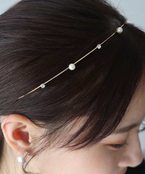 BLUEEAST（ブルーイースト）の「ビジュー＆パールカチューシャ（カチューシャ・レディース・シルバー/シルバー系/ゴールド系/ゴールド・FREE）」の9枚目の写真
