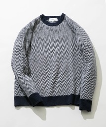 『XLサイズあり』ヘリンボーン柄クルーネックニット