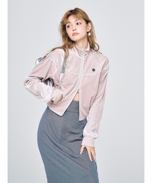 LILY BROWN（リリーブラウン）の「【LILY BROWN×MARY QUANT】ベロアトラックジャケット（ジャージ・レディース・ネイビー/ピンク・FREE）」の7枚目の写真