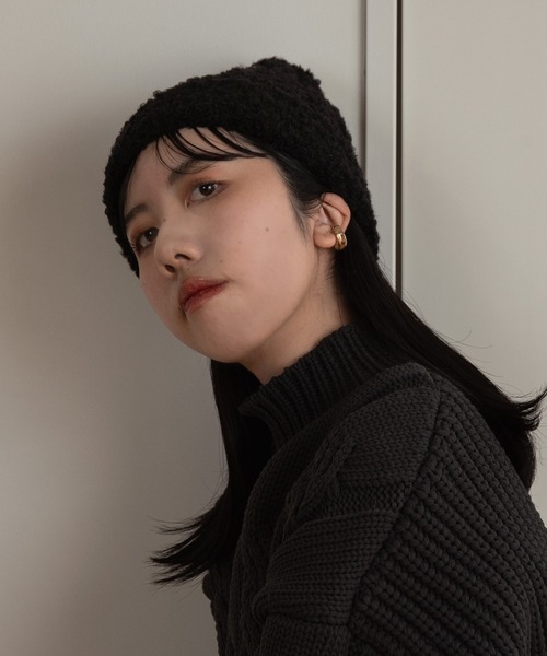 lawgy(ラウジー)の「fluffy knit cap(ニットキャップ/ビーニー・レディース・アイボリー/ブラック・FREE)」の8枚目の写真