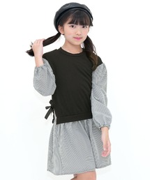 Bee des Bee（ビーデスビー）の「ベスト重ね着風 長袖シャツワンピース（ワンピース・キッズ）」