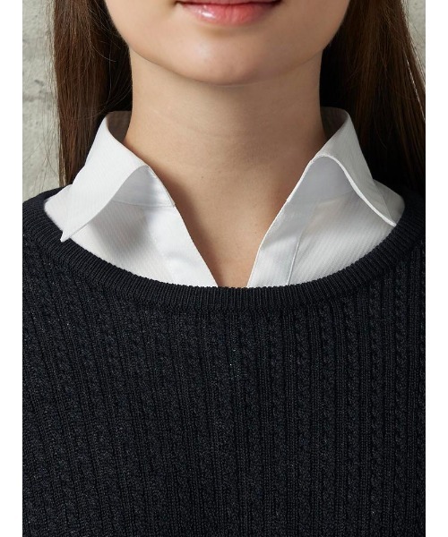 Perfect Suit FActory（パーフェクトスーツファクトリー）の「イタリー糸　ミニケーブルニット　オフホワイト/イエロー/サックス/ネイビー/ワイン（ニット/セーター・レディース・ネイビー/イエロー/サックスブルー/オフホワイト/ワイン・M/L/S）」の17枚目の写真