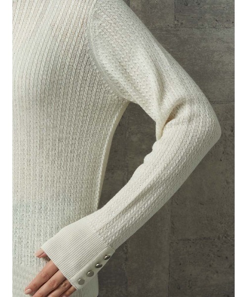 Perfect Suit FActory（パーフェクトスーツファクトリー）の「イタリー糸　ミニケーブルニット　オフホワイト/イエロー/サックス/ネイビー/ワイン（ニット/セーター・レディース・ネイビー/イエロー/サックスブルー/オフホワイト/ワイン・M/L/S）」の11枚目の写真