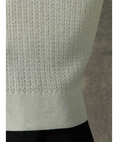 Perfect Suit FActory（パーフェクトスーツファクトリー）の「イタリー糸　ミニケーブルニット　オフホワイト/イエロー/サックス/ネイビー/ワイン（ニット/セーター・レディース・ネイビー/イエロー/サックスブルー/オフホワイト/ワイン・M/L/S）」の12枚目の写真