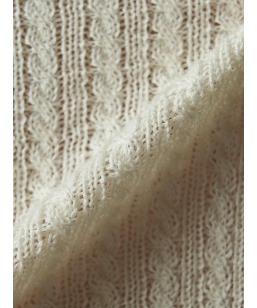 Perfect Suit FActory（パーフェクトスーツファクトリー）の「イタリー糸　ミニケーブルニット　オフホワイト/イエロー/サックス/ネイビー/ワイン（ニット/セーター・レディース・ネイビー/イエロー/サックスブルー/オフホワイト/ワイン・M/L/S）」の6枚目の写真