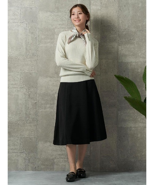 Perfect Suit FActory（パーフェクトスーツファクトリー）の「イタリー糸　ミニケーブルニット　オフホワイト/イエロー/サックス/ネイビー/ワイン（ニット/セーター・レディース・ネイビー/イエロー/サックスブルー/オフホワイト/ワイン・M/L/S）」の7枚目の写真