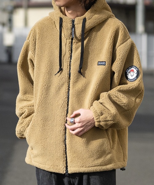 カズちん FILA ジップアップジャケット レッド/アイボリー FILA高身長 ライトリップ×裏フリースジャケット（UVカット