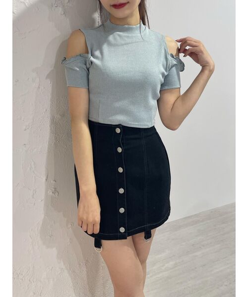 EATME(イートミー)の「カットショルダーリブTOP【アームウォーマー付き】(Tシャツ/カットソー・レディース・アイボリー/ブルー/ブラック・FREE)」の13枚目の写真