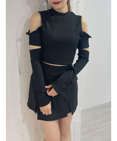 EATME(イートミー)の「カットショルダーリブTOP【アームウォーマー付き】(Tシャツ/カットソー・レディース・アイボリー/ブルー/ブラック・FREE)」の18枚目の写真