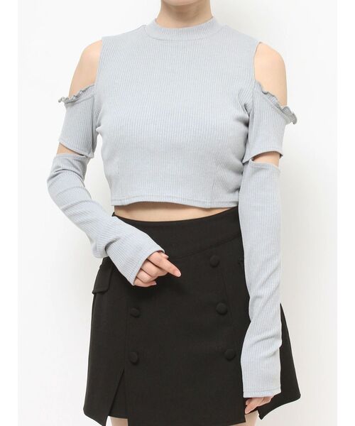 EATME(イートミー)の「カットショルダーリブTOP【アームウォーマー付き】(Tシャツ/カットソー・レディース・アイボリー/ブルー/ブラック・FREE)」の19枚目の写真