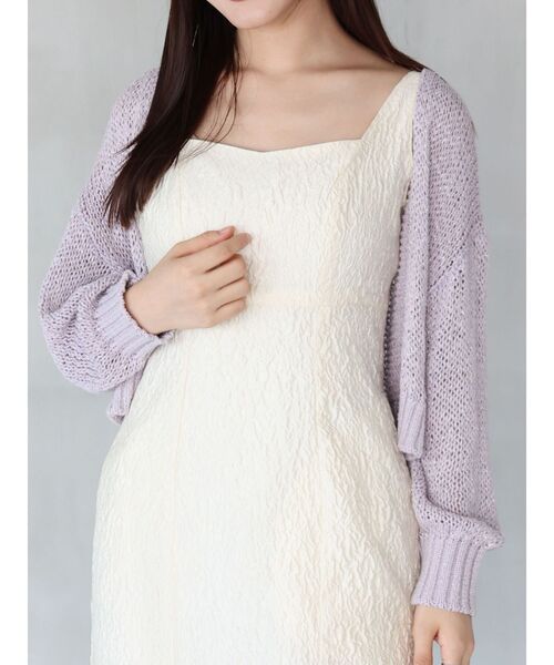MERCURYDUO(マーキュリーデュオ)の「透かし編みラメ混ボレロカーディガン(カーディガン/ボレロ・レディース・ライトグレー/オフホワイト/ラベンダー/ベージュ・FREE)」の4枚目の写真