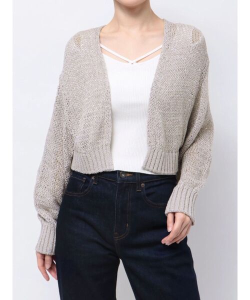 MERCURYDUO(マーキュリーデュオ)の「透かし編みラメ混ボレロカーディガン(カーディガン/ボレロ・レディース・ライトグレー/オフホワイト/ラベンダー/ベージュ・FREE)」の3枚目の写真