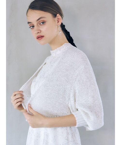 MERCURYDUO(マーキュリーデュオ)の「透かし編みラメ混ボレロカーディガン(カーディガン/ボレロ・レディース・ライトグレー/オフホワイト/ラベンダー/ベージュ・FREE)」の15枚目の写真