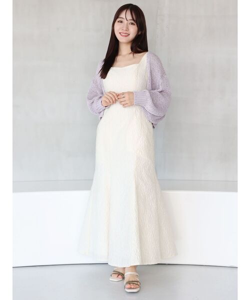 MERCURYDUO(マーキュリーデュオ)の「透かし編みラメ混ボレロカーディガン(カーディガン/ボレロ・レディース・ライトグレー/オフホワイト/ラベンダー/ベージュ・FREE)」の6枚目の写真