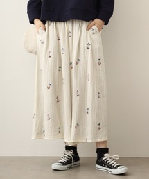 EMAGO 総柄刺繍ギャザーパンツ