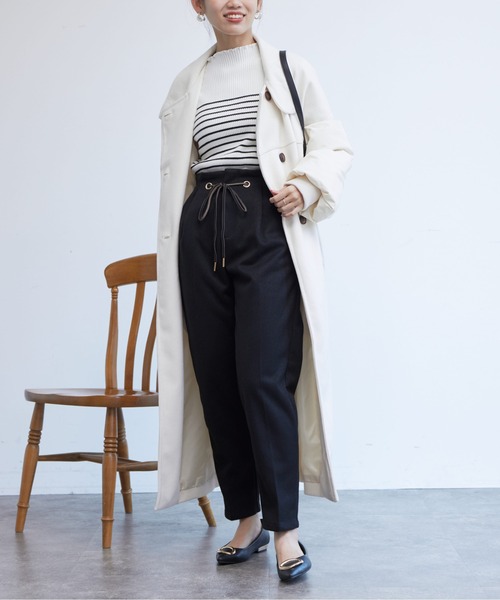 Chez toi(シェトワ)の「ハトメリボン起毛テーパードパンツ(その他パンツ・レディース・ブラック/ベージュ/アイボリー・MEDIUM/SMALL)」の13枚目の写真