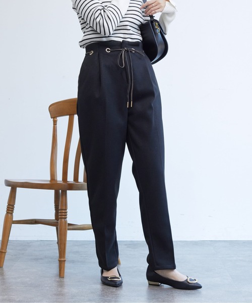 Chez toi(シェトワ)の「ハトメリボン起毛テーパードパンツ(その他パンツ・レディース・ブラック/ベージュ/アイボリー・MEDIUM/SMALL)」の22枚目の写真