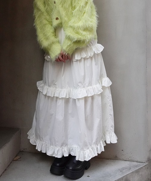 CORNERS（コーナーズ）の「ナイロンタフタフリルティアードスカート（スカート・レディース・グレー/ブラック/ホワイト・M）」の5枚目の写真