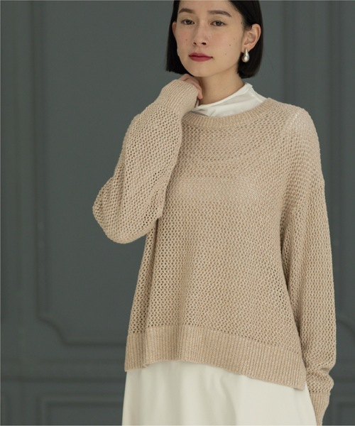 OPAQUE.CLIP（オペークドットクリップ）の「◆メタリックヤーン メッシュワイドニット【洗濯機洗い可】（ニット/セーター・レディース・ホワイト系6/サックスブルー系5/ベージュ系9・38/36/42/40）」の11枚目の写真