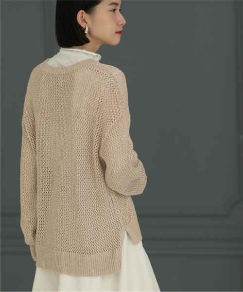 OPAQUE.CLIP（オペークドットクリップ）の「◆メタリックヤーン メッシュワイドニット【洗濯機洗い可】（ニット/セーター・レディース・ホワイト系6/サックスブルー系5/ベージュ系9・38/36/42/40）」の15枚目の写真