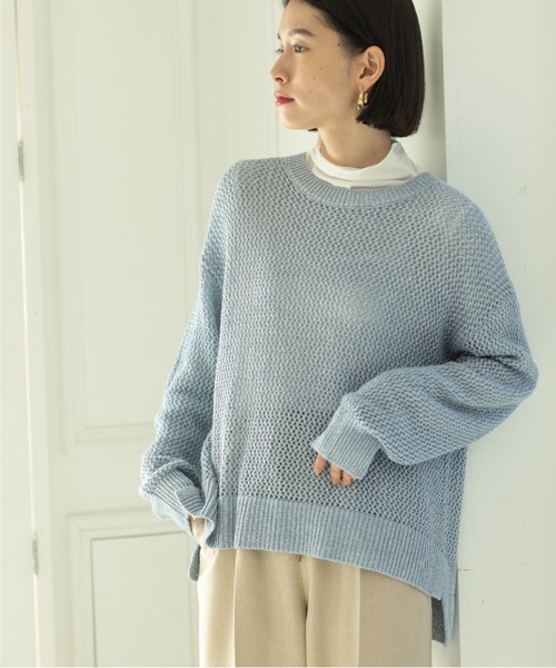 OPAQUE.CLIP（オペークドットクリップ）の「◆メタリックヤーン メッシュワイドニット【洗濯機洗い可】（ニット/セーター・レディース・ホワイト系6/サックスブルー系5/ベージュ系9・38/36/42/40）」の21枚目の写真