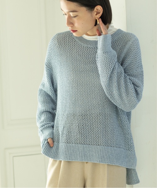 OPAQUE.CLIP（オペークドットクリップ）の「◆メタリックヤーン メッシュワイドニット【洗濯機洗い可】（ニット/セーター・レディース・ホワイト系6/サックスブルー系5/ベージュ系9・38/36/42/40）」の22枚目の写真
