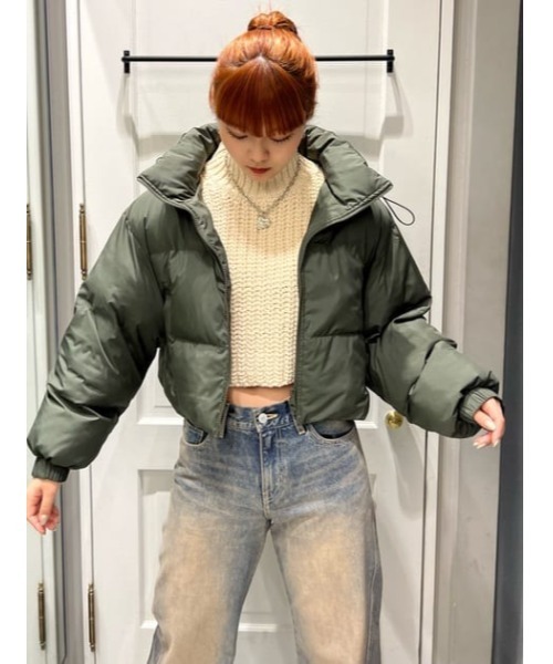 SLY（スライ）の「MOLE YARN CROP TOPS モールヤン クロップ トップス（ニット/セーター・レディース・ブラック/アイボリー/ダークグレー/クリアレッド・FREE）」の8枚目の写真