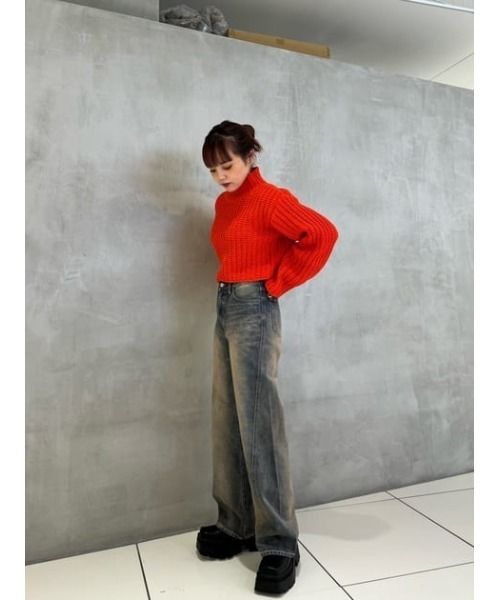 SLY（スライ）の「MOLE YARN CROP TOPS モールヤン クロップ トップス（ニット/セーター・レディース・ブラック/アイボリー/ダークグレー/クリアレッド・FREE）」の17枚目の写真