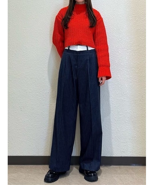 SLY（スライ）の「MOLE YARN CROP TOPS モールヤン クロップ トップス（ニット/セーター・レディース・ブラック/アイボリー/ダークグレー/クリアレッド・FREE）」の18枚目の写真