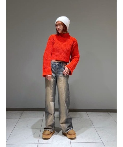SLY（スライ）の「MOLE YARN CROP TOPS モールヤン クロップ トップス（ニット/セーター・レディース・ブラック/アイボリー/ダークグレー/クリアレッド・FREE）」の19枚目の写真