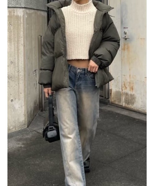 SLY（スライ）の「MOLE YARN CROP TOPS モールヤン クロップ トップス（ニット/セーター・レディース・ブラック/アイボリー/ダークグレー/クリアレッド・FREE）」の6枚目の写真
