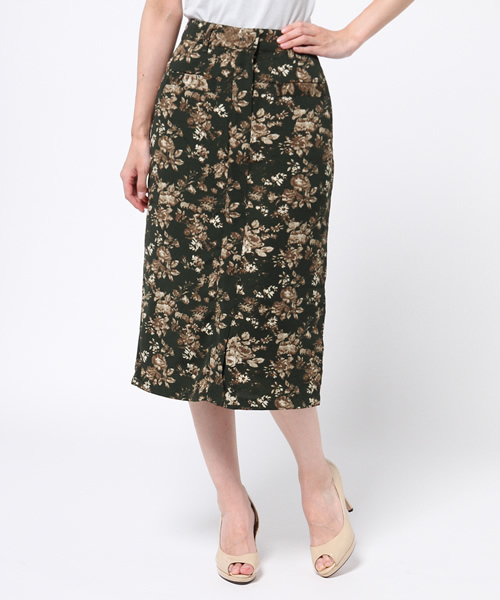 mystic(ミスティック)の「花柄タイトスカート(スカート・レディース・カーキ/ベージュ/ブラック・フリ-)」の3枚目の写真