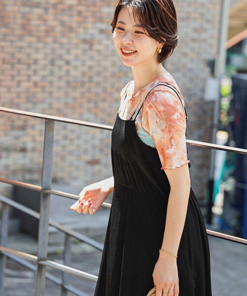 Ray BEAMS（レイビームス）の「Ray BEAMS / プリント チュール メロー Tシャツ（Tシャツ/カットソー・レディース・グレー/ブラウン・ONE SIZE）」の5枚目の写真