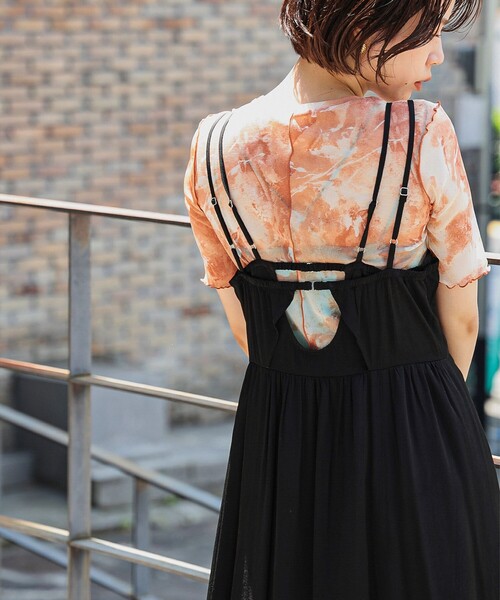 Ray BEAMS（レイビームス）の「Ray BEAMS / プリント チュール メロー Tシャツ（Tシャツ/カットソー・レディース・グレー/ブラウン・ONE SIZE）」の6枚目の写真