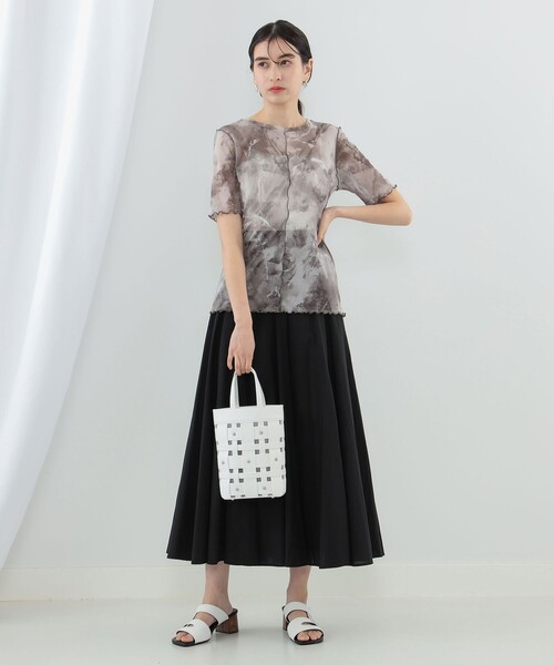 Ray BEAMS（レイビームス）の「Ray BEAMS / プリント チュール メロー Tシャツ（Tシャツ/カットソー・レディース・グレー/ブラウン・ONE SIZE）」の7枚目の写真