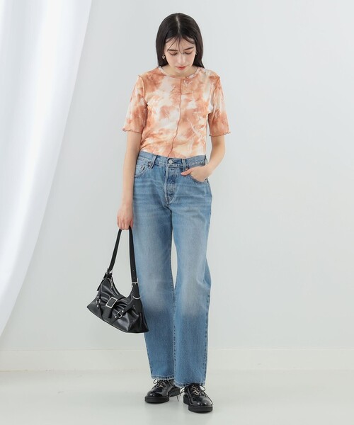 Ray BEAMS（レイビームス）の「Ray BEAMS / プリント チュール メロー Tシャツ（Tシャツ/カットソー・レディース・グレー/ブラウン・ONE SIZE）」の14枚目の写真