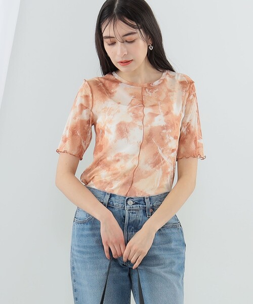 Ray BEAMS（レイビームス）の「Ray BEAMS / プリント チュール メロー Tシャツ（Tシャツ/カットソー・レディース・グレー/ブラウン・ONE SIZE）」の18枚目の写真